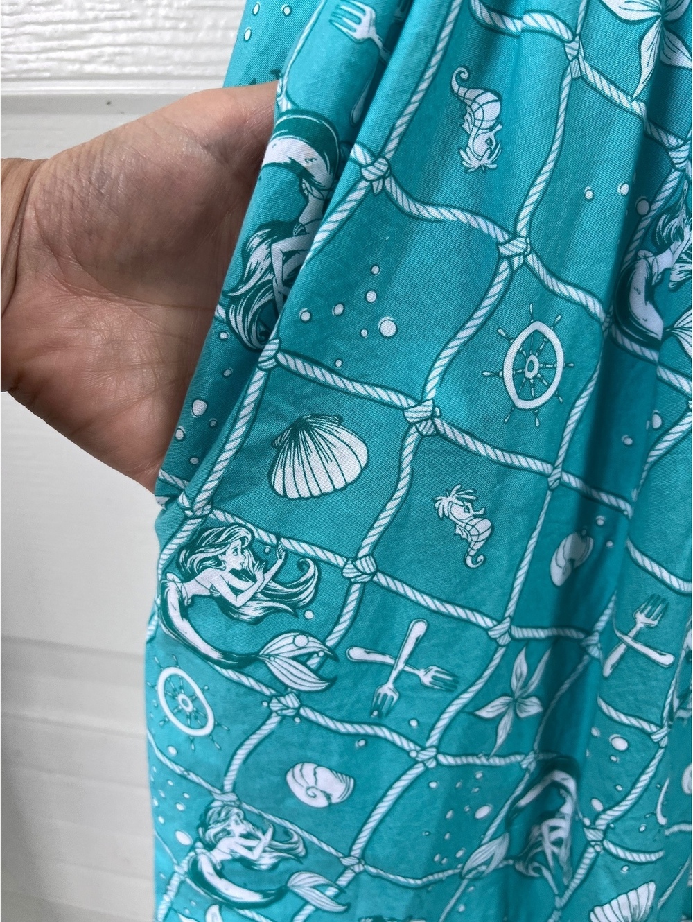 Disney Little Mermaid Teal Sleeveless Dress with Button Detail and Mesh Hem 24 - Picture 7 of 9